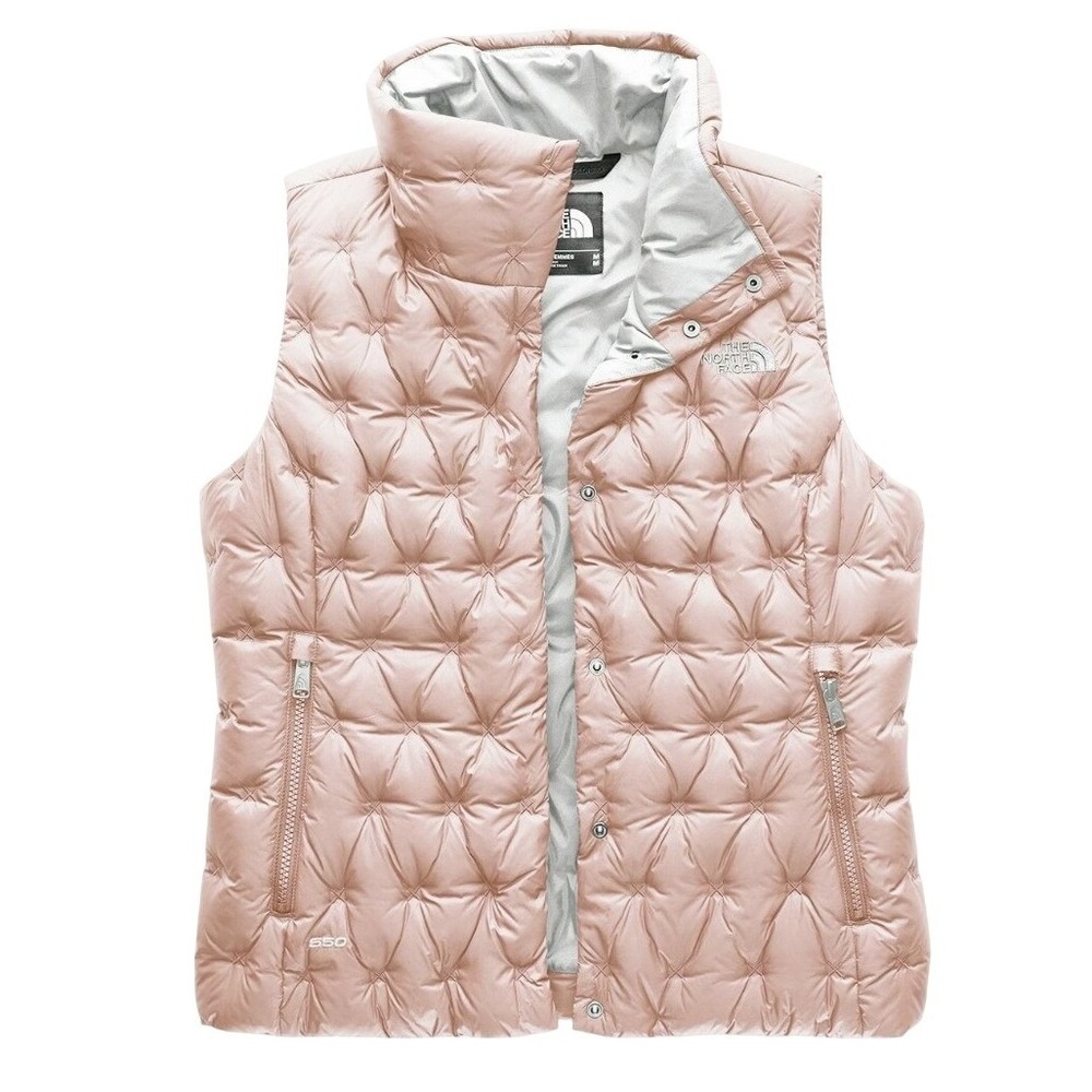 The North Face Holladown Crop Down Vest Womens XS Pink Beige Puffer 550 NWOT